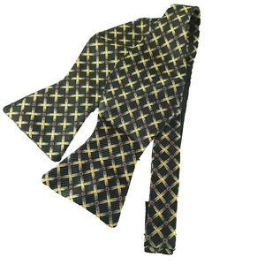 Paul Stuart Adjustable Silk Bowtie Brown and Gold Vintage